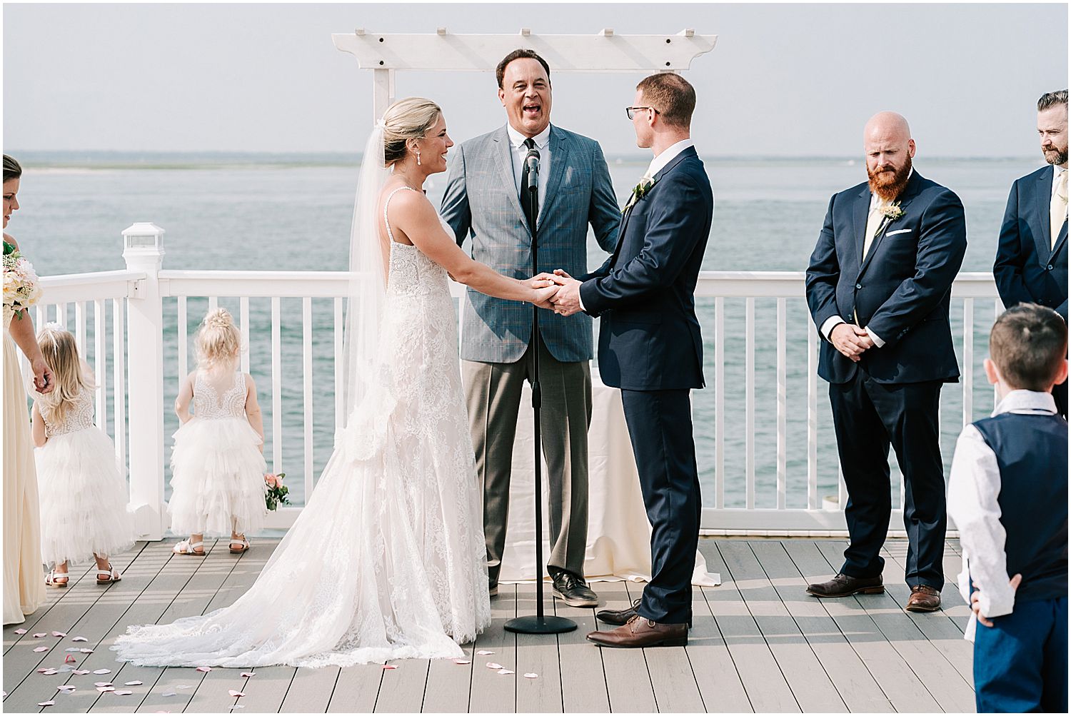 Ceremony image at this Avalon Yacht Club wedding